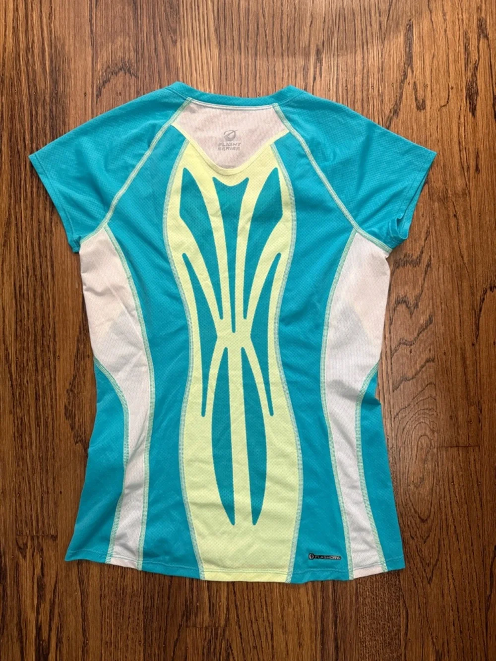 The North Face Turquoise Performance Tee with White & Neon Yellow Accents - Picture 2 of 6